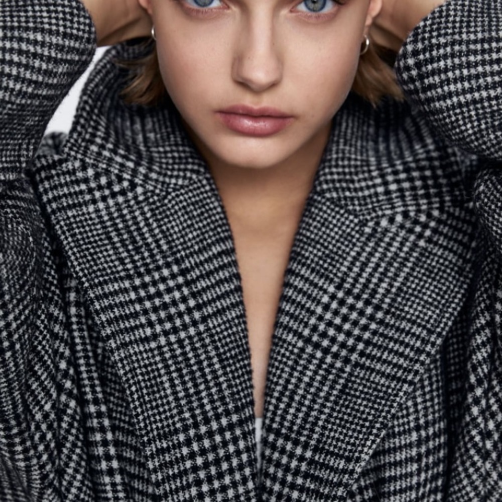 Zara belted plaid coat